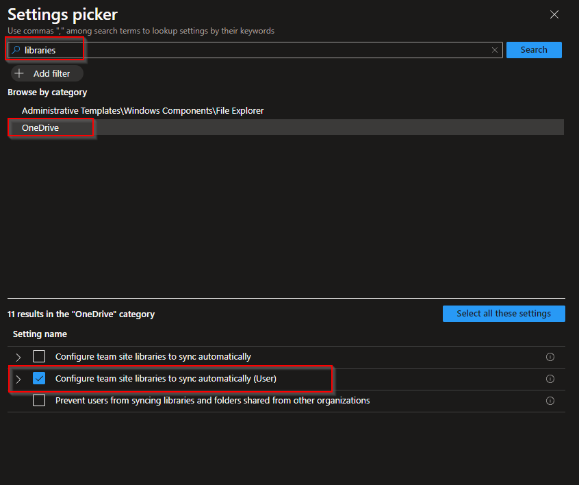 Configuring team site libraries to sync automatically